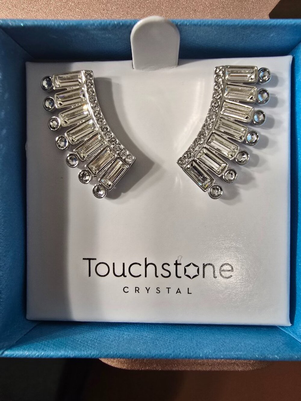 NWT Touchstone Crystal Exotic Fan Earrings